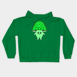 Green Awareness Ribbon Mushroom man Kids Hoodie